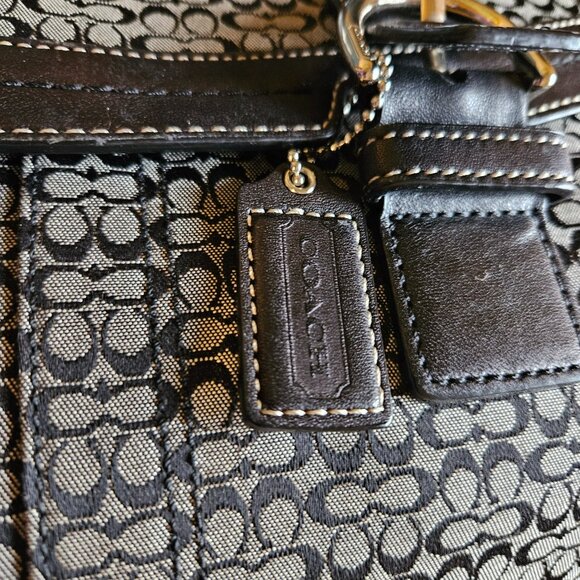 Coach Soho EUC Signature Flap Leather Black Grey Handbag-Item #714 - Picture 3 of 7